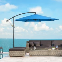 Outsunny 3(m) Offset Cantilever Parasol, with Cross Base - Blue(m-2)