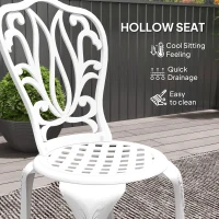 Outsunny 3 Piece Garden Bistro Set, Cast Aluminium Outdoor Furniture Set with Umbrella Hole for Balcony, Porch, Patio, White(m-6)
