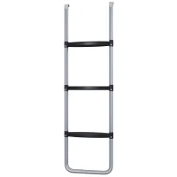 SPORTNOW Galvanised Steel Trampoline Ladder, 2 Steps/3 Steps Outdoor Trampoline Accessories for 6ft, 8ft, 10ft, 12ft, 13ft, 14ft, 16ft Trampoline, 110L x 32Wcm, Silver Tone(m-11)
