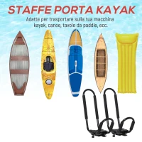 HOMCOM Set 2 Staffe Porta Kayak con Attacco Universale per Portapacchi Adatte per Canoe e Paddleboard, Nero, 46x16.5x47cm(m-5)