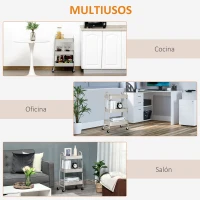 HOMCOM Carrito Auxiliar con Ruedas Carro de Almacenaje de 3 Niveles para Baño Salón Cocina Oficina 45x31x79,4 cm Gris(m-7)