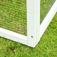 PawHut Conigliera in Legno con Area Aperta e Rampa, Gabbia per Conigli con Fondo Estraibile e Porte, 140x65x120 cm, Grigia(m-9)