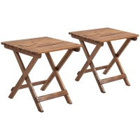 Outsunny Terrassentisch-Set, 2 Klapptische aus Akazienholz, 45x45x45cm, Teak
