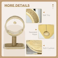PawHut 56cm Cat Tree for Indoor Cats, with Scratching Post, Tunnel, Toy Ball - Beige(m-5)