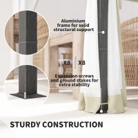 Outsunny 3 x 4m Aluminium Frame Pergola, with Retractable Roof - Khaki(m-6)