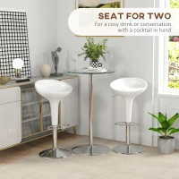 HOMCOM High Top Bar Table, Round Kitchen Table with Tempered Glass Top and Steel Base, Bistro Table for 2 People, Clear(m-4)