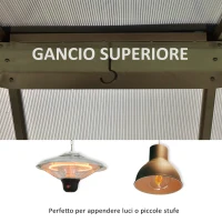 Outsunny Gazebo da Giardino con Zanzariera 3.6x3m Tetto Policarbonato Marrone(m-7)