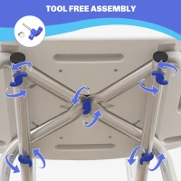 HOMCOM Shower Stool with Backrest, Height Adjustable Shower Chair with Anti-slip Foot Pads, Shower Head Holder, Blue(m-6)