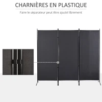HOMCOM Lot de 2 paravents 3 panneaux dim. 2,53L x 0,5l x 1,82H m Store latéral Brise-Vue paravent sur Pied séparateur métal(m-5)