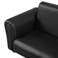 HOMCOM Kids Sofa Bed Kids Twin Sofa Toddler Chair 2 Seater Kids Twin Sofa Chair Boys Girls Couch w/ Footstool (Black)(m-9)