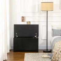 HOMCOM Sitzbank mit Stauraum im Landhausstil, inkl. Sicherheitsscharnieren, Truhe, Aufbewahrungsbox, Schwarz(m-7)