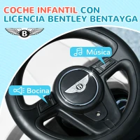 AIYAPLAY Correpasillos con Licencia Bentley Bentayga con Asa de Empuje y Toldo Desmontables Música Bocina Blanco(m-5)