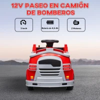 AIYAPLAY Coche Eléctrico Infantil Camión de Bomberos para Niños con Batería 12V Sirena Faros Bocina y Música Rojo(m-7)
