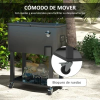 Outsunny Carro Nevera con Ruedas Abrebotellas y Estante 56L para Patio Fiesta Terraza 67x35x80 cm Negro(m-7)