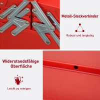 DURHAND Werkzeugkasten Werkzeugkoffer mit 5 Fächern 45 x 20 x 34,5cm Stahl Rot(m-6)