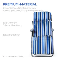 Outsunny 2er-Set Liegestuhl Set mit Kissen klappbar Sonnenliege 5 Stufen verstellbarer Rückenlehne Gartenliege Gartenmöbel Set Stahl Polyester Blau 60 x 75 x 65-102 cm(m-7)
