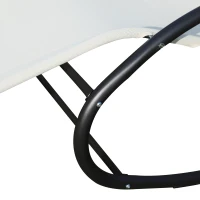 Outsunny Bain de Soleil transat à Bascule 2 Places Design Contemporain Assise Dossier ergonomiques Oreiller fourni métal Noir textilène crème(m-9)
