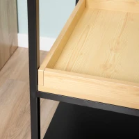 HOMCOM Tavolino da Caffè a 3 Ripiani, Ripiano in Vetro, Mensola in Legno, Struttura in Acciaio, 40x40x55cm(m-9)