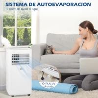 HOMCOM Aire Acondicionado Portátil 9000BTU Ventilador Deshumidificador con Control Remoto 35,3x35x72,5 cm Blanco(m-8)