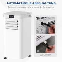 HOMCOM Mobile Klimaanlage 8000BTU 2,3KW 4-in-1 Klimagerät mit Abluftschlauch, Kühlen, Lüften, Entfeuchten und Schlafen, 24h Timer mit Fernbedienung Nutzungsraum 13-18㎡ ABS Weiß+Grau(m-6)