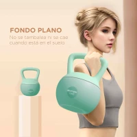 SPORTNOW Pesa Rusa 10 kg Kettlebell Relleno de Arena Metálica y Mango Antideslizante para Entrenamiento en Casa 21x21x30 cm Verde(m-6)