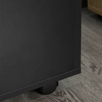 HOMCOM Caisson de bureau rangement bureau sur roulettes tiroir placard niche panneaux particules noir(m-10)