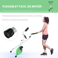 HOMCOM Bicicleta Estática Plegable con Resistencia Magnética Asiento con Altura Ajustable y Pulsómetro 43x97x109 cm Verde(m-7)