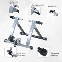 HOMCOM Rollentrainer Fahrrad Rennrad Heimtrainer Trainer faltbar Magnetbremse Silber 54,5 x 47,2 x 39,1 cm(m-4)