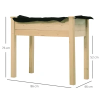 Outsunny Hochbeet, Pflanzkasten, Blumenkasten, Blumentopf, Kräuterbeet mit Abflusslöchern, Vliesstofftuch, Massivholz Natur 86 x 46 x 76 cm(m-3)