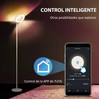 HOMCOM Lámpara de Pie Inteligente WiFi Lámpara Moderna con LED Regulable RGB 42W para Salón Dormitorio Ø25x168cm Blanco(m-5)
