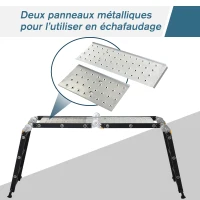 HOMCOM Echelle aluminium pliable multifonction 5 positions 3,7 m 12 échelons certification NF EN131 charge max. 150 Kg noir(m-6)