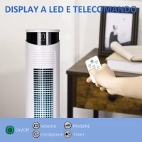 HOMCOM Ventilatore a Torre 45W a 3 Modalità e 3 Velocità con Timer da 12h, in ABS e Alluminio, Ø31.5x93 cm, Bianco(m-7)