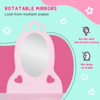 HOMCOM Kids Vanity Table & Stool Girls Dressing Set Make Up Desk Chair Dresser Play Set with Mirror Pink(m-4)
