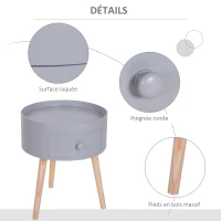 HOMCOM Lot de 2 tables basses - table de chevet - table de nuit ronde - design scandinave table d'appoint bout de canapé(m-5)