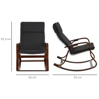 HOMCOM Rocking chair fauteuil à bascule grand confort coussin amovible coton gris bois eucalyptus(m-3)