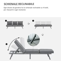 Outsunny Set con 2 Divani da Esterno con Schienale Reclinabile e 1 Tavolino da Giardino, Metallo e Poliestere, Grigio(m-4)