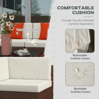 Outsunny Seven-Piece Rattan Garden Set, with Glass-Top Table - Brown/Beige(m-6)