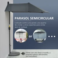 Outsunny Parasol de Terraza 200x190x240 cm con Manivela Poste de Acero y Base Cruzada Anti-UV para Terraza Balcón Gris(m-4)