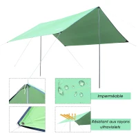 Outsunny Bâche anti-pluie voile d'ombrage toile de camping 3L x 3l m polyester haute densité 190T imperméable vert(m-6)