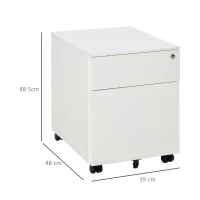 Vinsetto 2-Drawer Vertical File Cabinet, Lockable Steel Filing Cabinet with Pencil Tray and Hanging Bar for A4, Letter, Legal-sized Files, Fully Assembled Except Casters, White(m-3)