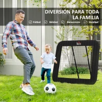 HOMCOM Red de Rebote Plegable con Ángulo Ajustable para Entrenamiento de Fútbol Béisbol y Más 128x118x108-120 cm Negro(m-4)