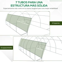 Outsunny Invernadero de Túnel 6x3x2 m con Puerta y 12 Ventanas de Malla Enrollables Invernadero de Huerto para Patio Jardín Verde(m-8)