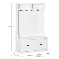 Aosom Garderobe im Vintage-Design mit Sitzbank 2 Regale MDF Weiß(m-3)