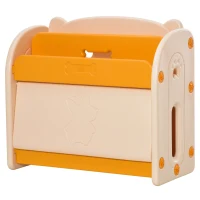 HOMCOM Estantería infantil de Juguetes Librería para Niños con 2 Estantes y Compartimento con Tapa Abatible para Habitación Carga 20 kg 70x33x62,5 cm Amarillo(m-1)