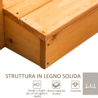 Outsunny Ponticello di Legno da Esterni con Sponde in Canapa, Struttura in Legno d'Abete, 150x58x58.5cm, Arancione(m-5)