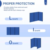 Outsunny Camping Windbreak, Foldable Portable Wind Blocker w/ Carry Bag and Steel Poles, Beach Sun Screen Shelter Privacy Wall, 450cm x 150cm(m-4)