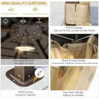 Outsunny 3 x 3(m) Metal Hardtop Gazebo, with Curtains and Accessories - Brown(m-4)