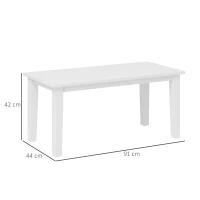 Outsunny Outdoor Garden Coffee Table, HDPE All-Weather Rectangular Outdoor Garden Table with Slatted Tabletop for Patio, Balcony, 91 x 44 x 42 cm, White(m-3)