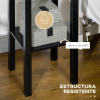 HOMCOM Mesa Auxiliar Estilo Moderno Mesita Auxiliar con Cajón y Estante de Almacenamiento 30x30x75 cm Negro(m-5)