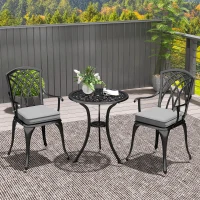 Outsunny Three-Piece Cast Aluminium Bistro Set - Black(m-2)